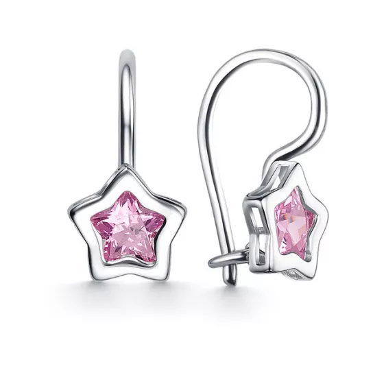 Серьги с фианитом из серебра