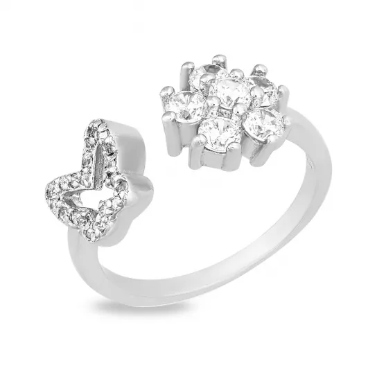 Кольцо с фианитом из серебра