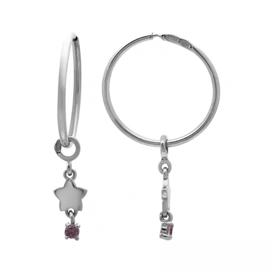 Серьги-конго с фианитом из серебра