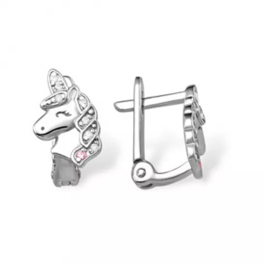 Серьги с фианитом из серебра