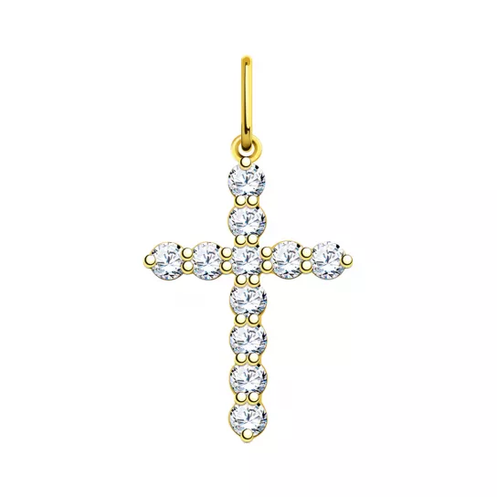 Крест с фианитом из золота