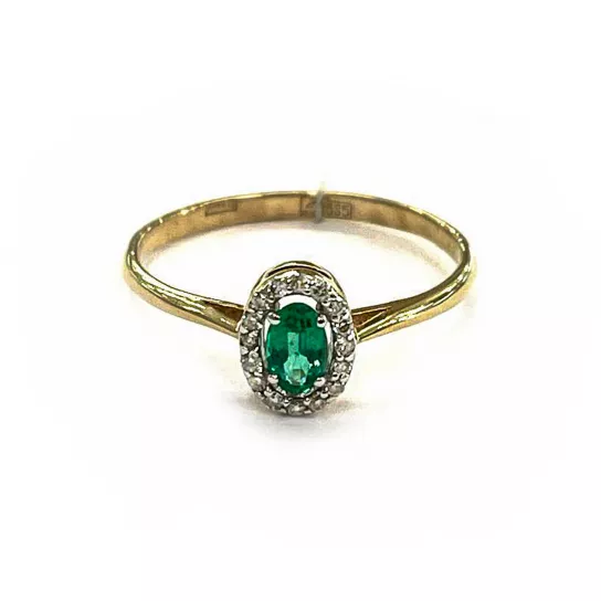 Кольцо с бриллиантами с изумрудом из золота