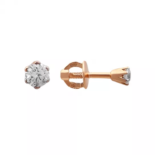 Серьги с фианитом из золота