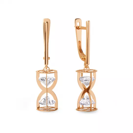 Серьги с фианитом из золота