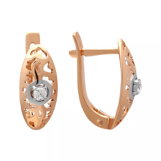 Серьги с фианитом из золота