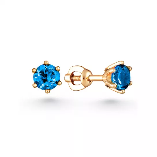 Пусеты с топазом из золота