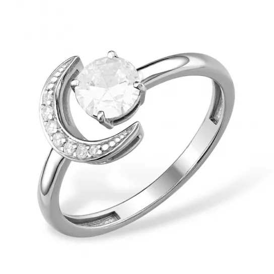 Кольцо с фианитом из серебра