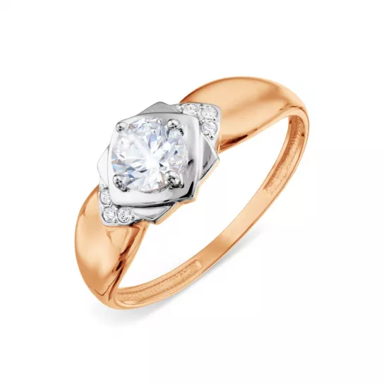 Кольцо с фианитом из золота