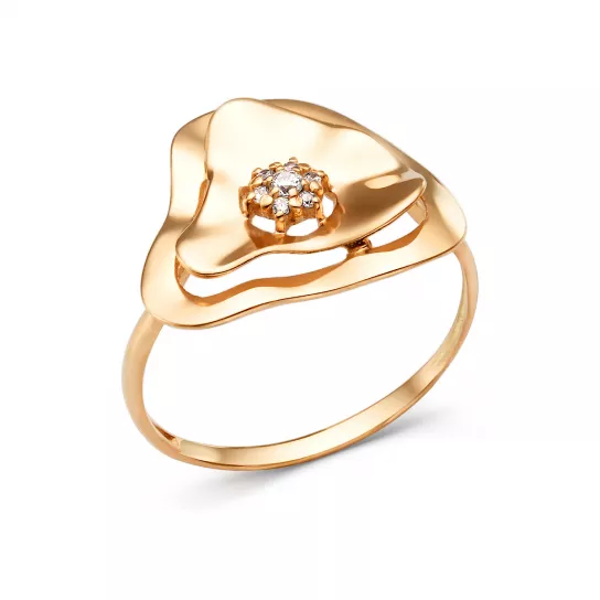 Кольцо с фианитом из золота