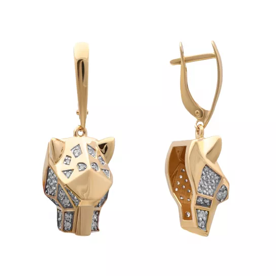 Серьги с фианитом из золота