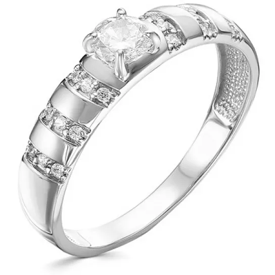 Кольцо с фианитом из серебра