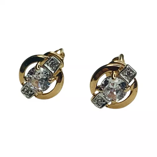 Пусеты с фианитом из золота