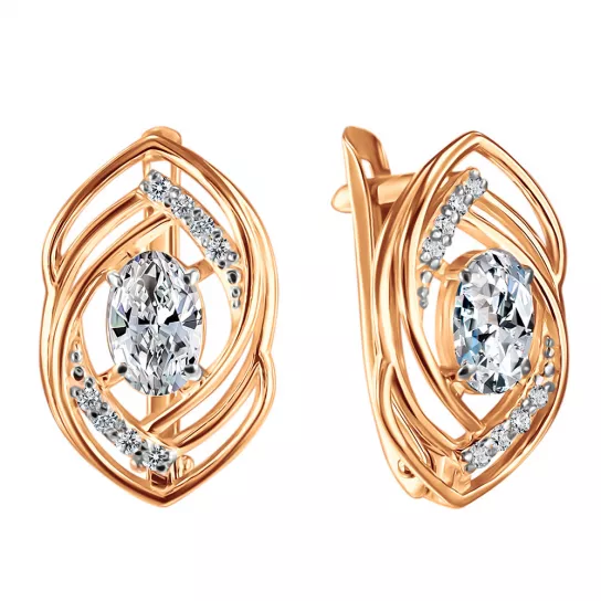 Серьги с фианитом из золота