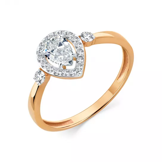 Кольцо с фианитом из золота