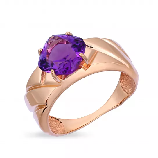 Кольцо с аметистом из золота