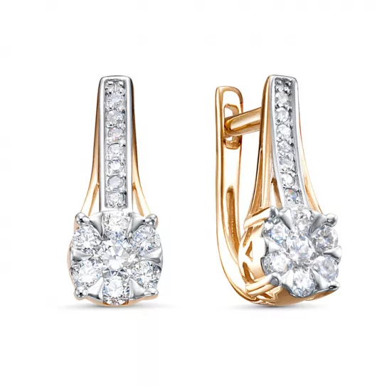 Серьги с фианитом из золота