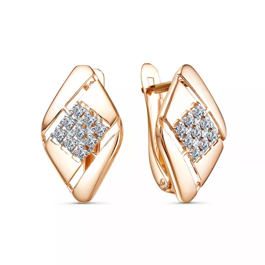 Серьги с фианитом из золота