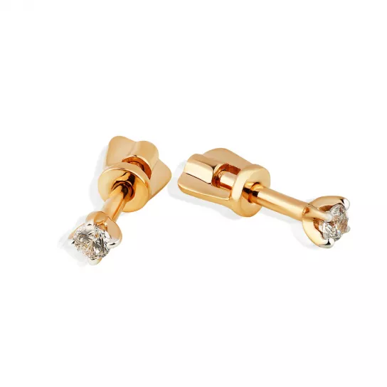 Пусеты с фианитом из золота