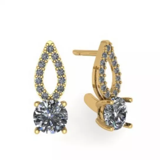 Серьги с фианитом из золота