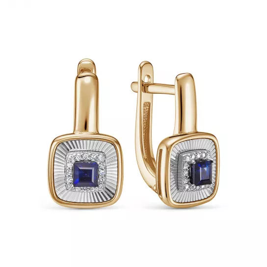 Серьги с бриллиантами с сапфиром из золота