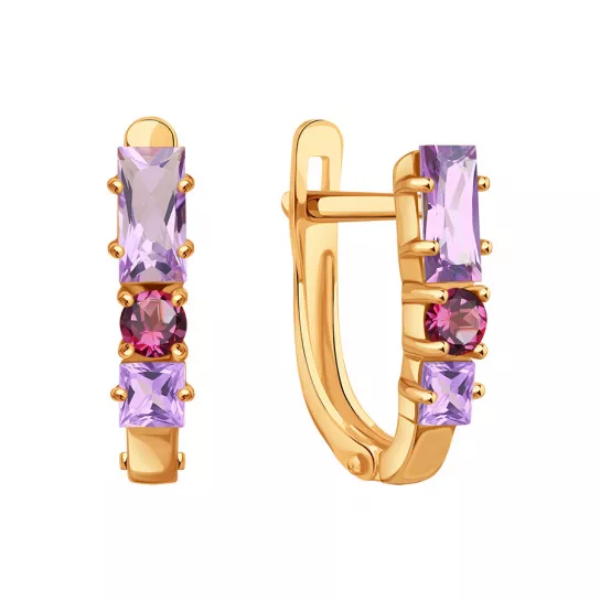 Серьги с аметистом из золота